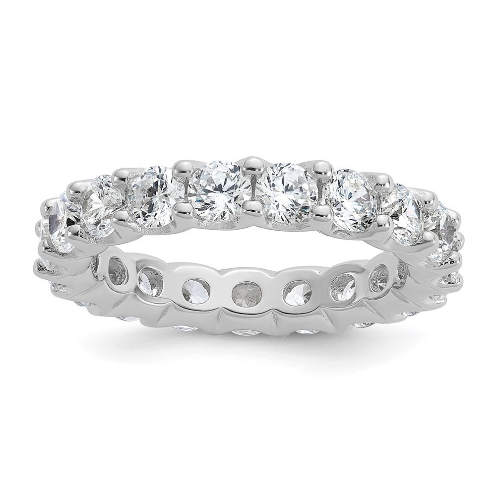 925 Sterling Silver Rhodium-plated 3.5mm CZ 18 Stone Eternity Band